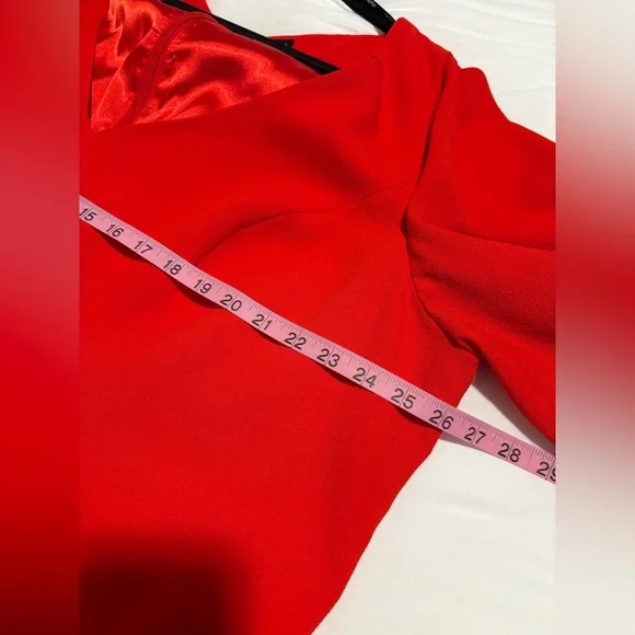 City Chic - Red Tie Back Flutter Sleeve Blouse - Picture 5 of 6